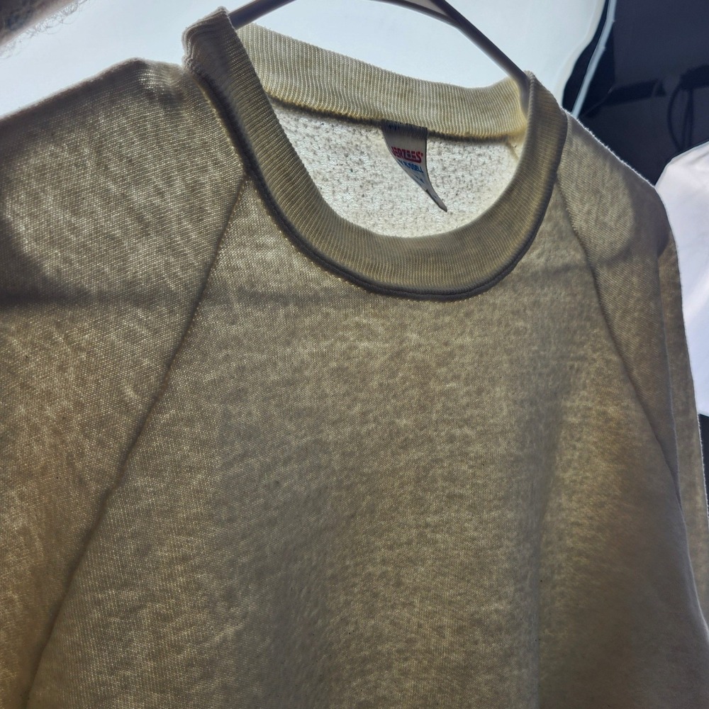 Vintage 80s Jerzees Russell Blank Thin Sweatshirt Raglan Crewneck White Medium